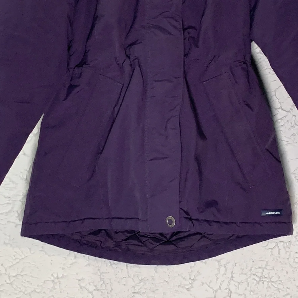 Lands’ End Parka Purple Medium Windbreaker Fleece Lined Full Zip Detachable Hood - Picture 4 of 17